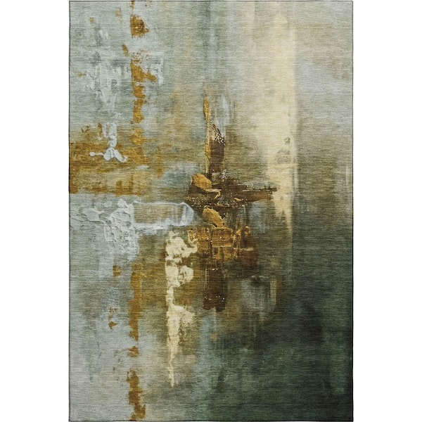 Mayfield Premium Machine Washable Abstract AMF2157 Brown 9 ft. x 12 ft. Area Rug