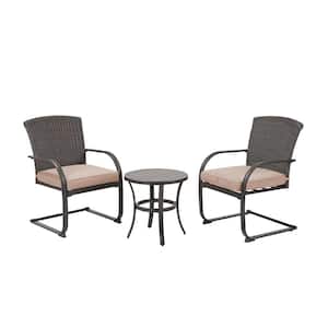 3-Piece Patio Metal Outdoor Conversation Sets with Beige Cushions