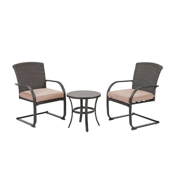 Clihome 3-Piece Patio Metal Outdoor Conversation Sets with Beige Cushions