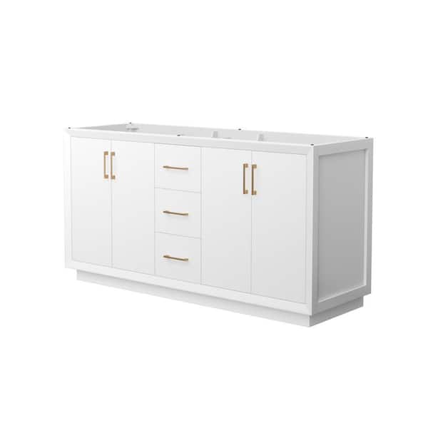 Wyndham Collection Strada 65.25 in. W x 21.75 in. D x 34.25 in. H Double Bath Vanity Cabinet without Top in White
