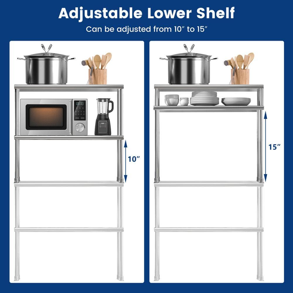 36 x 12 in. Silver Stainless Steel Kitchen Prep Table with Adjustable Shelf