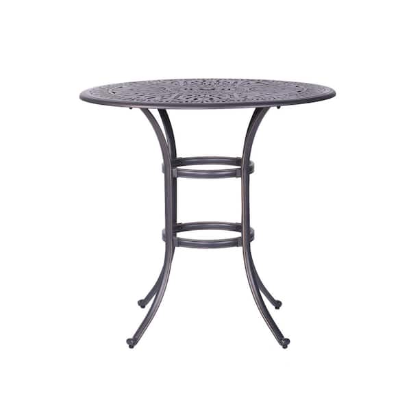 GC GATHERCRAFT Geneva 41 in. Round Cast Aluminum Bar Height Outdoor Bistro Table with 2 in. Umbrella Hole