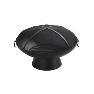 Brooks 31 in. x 19.7 in. Round Charcoal Powder Coated Steel Wood Burning Fire Pit