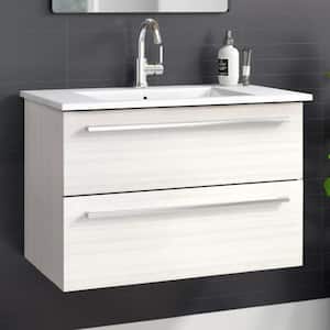 Silhouette 30in. W x 18in. D x 20in. H Sink Wall-Mounted Vanity Side Cabinet in White Chocolate with White Acrylic Top