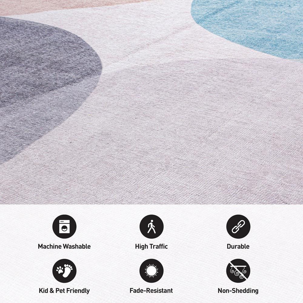 Contemporary Multicolor Geometric Flat Woven Washable Area Rug