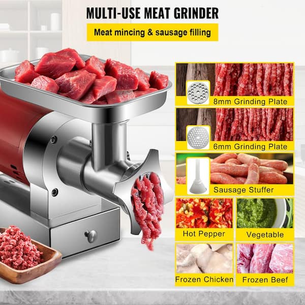VEVOR 850 W Electric Meat Grinder 551 lb./Hour Meat Grinder Machine 1.16 HP  Heavy Duty Sausage Kit with 2 Grinding Plates, Red RJBDTMC850WCO525RV1 -  The Home Depot