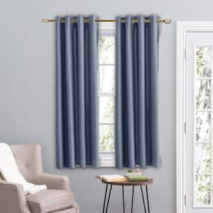 Cornflower Blue Woven Grommet Room Darkening Curtain - 56 in. W x 45 in. L