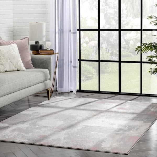 Barclay Kalia Modern Abstract Grey Blush 7 ft. 10 in. x 9 ft. 10 in. Area Rug