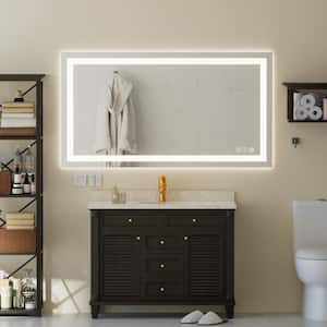 LED 55 in. W x 30 in. H Anti-Fog Rectangular Frameless Power off Memory Function Wall Bathroom Vanity Mirror in Silver