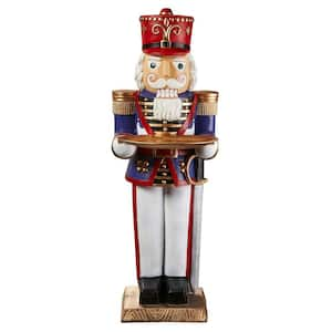 Nutcracker Solider 12.5 in. W Multi-Colored Polyresin Pedestal Butler Table