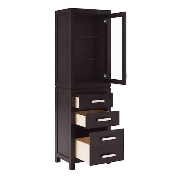 Madison 21 in. x 17 in. D x 72 in. H Free Standing Linen Cabinet in Espresso
