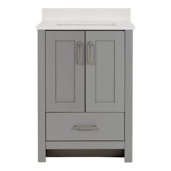 Home Decorators Collection Westcourt 25 in. W x 22 in. D x 39 in. H Single Sink  Bath Vanity in Sterling Gray with Pulsar Cultured Marble Top