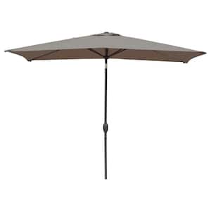 10 ft. Patio Aluminum Pole Rectangular Market Umbrella in Brown