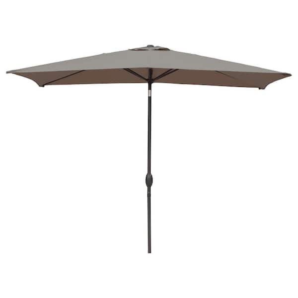 Kadehome 10 ft. Patio Aluminum Pole Rectangular Market Umbrella in Brown