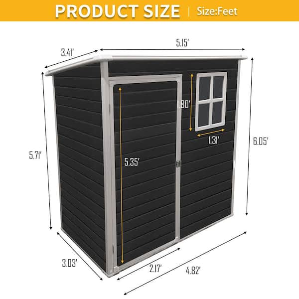 Storhaus 5 ft. W x 3 ft. D Plastic Storage Shed with Outdoor Floor