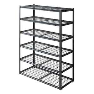 6-Tiers Steel Heavy Duty Adjustable Garage Storage Shelving Unit in Black (55.1 in. W x 83.7 in. H x 23.6 in. D), Wire