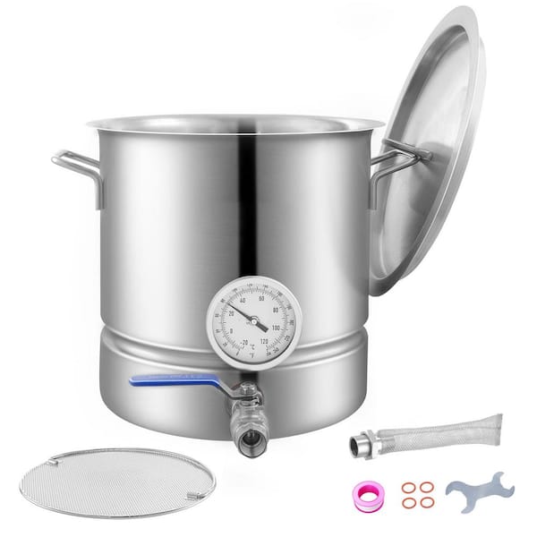 SVOPES Stainless Steel Kettle, 5 gal. Brewing Pot, Tri-Ply Bottom for Beer, Includes Lid, Handle, Thermometer