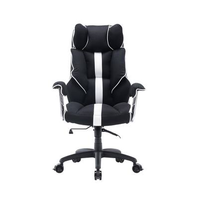 Black Fabric High-Back Upholstered Executive Chair with Adjustable High