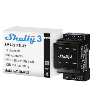 Pro 3, 16A, Wi-Fi, LAN and Bluetooth 3-Channel Smart Relay, Home and Facility Automation, Controller for Motorized Valve