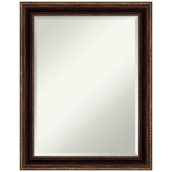 Amanti Art Corded Bronze 22 in. W x 28 in. H Framed Beveled Wall Mirror in Bronze