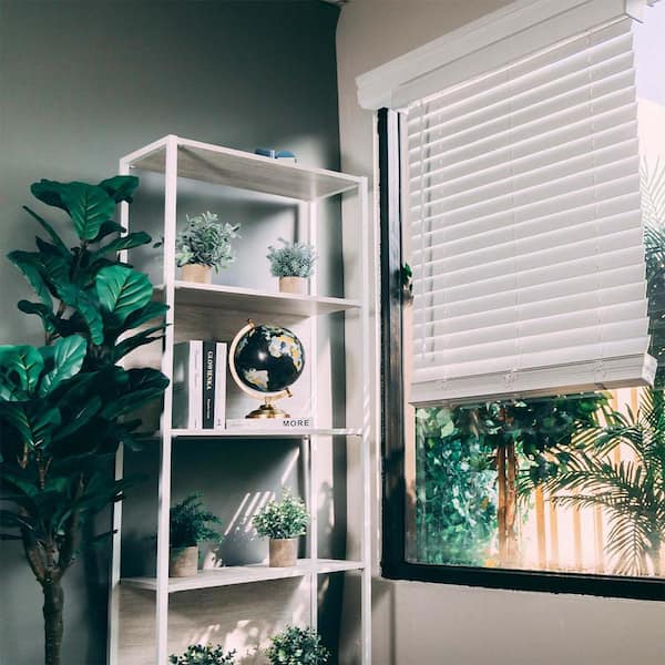 Chelsea Pre-Cut 44.5 in.W x 48 in. L White Cordless Room Darkening Faux Wood Blinds with 2 in. Slats