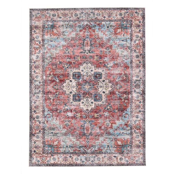 Machine Washable Persian Sunset 3 ft. x 5 ft. Paisley Kitchen/Bedroom/Living Room Indoor Area Rug
