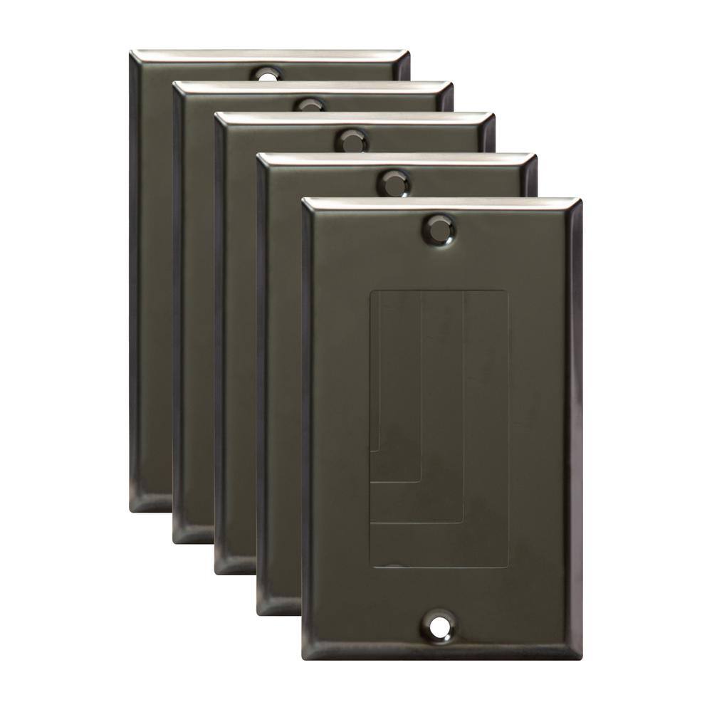 1-Gang Polished Black Decorator/Rocker Outlet Metal Wall Plate, 5-Pack price history on PriceWatchPro