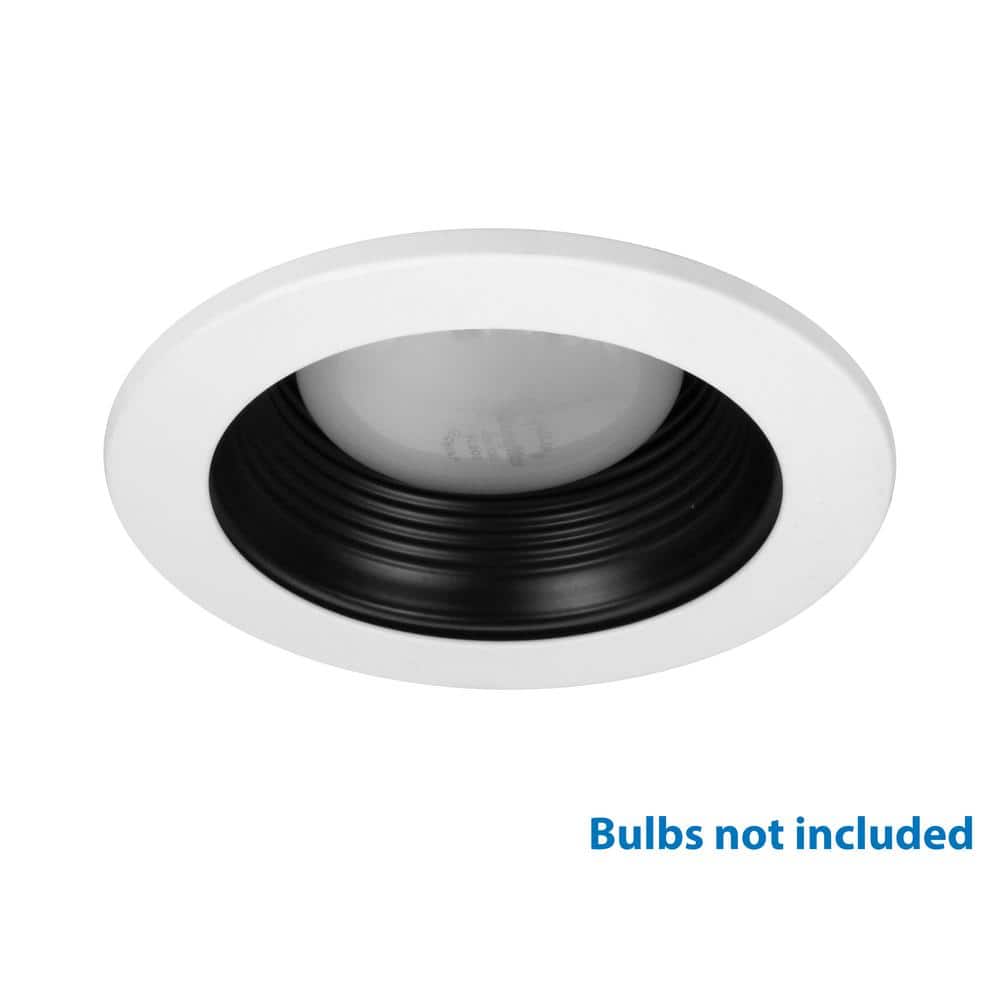 4-Inch Black and White Aluminum Recessed Baffle Trim