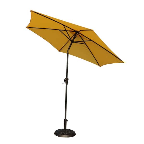 AUTMOON 9 ft. Patio Market Umbrella With Carry Bag and Base, Yellow