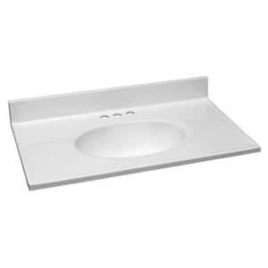 31 in. W x 19 in. D Cultured Marble Vanity Top in Solid White with Solid White Basin with 4 in. Faucet Spread