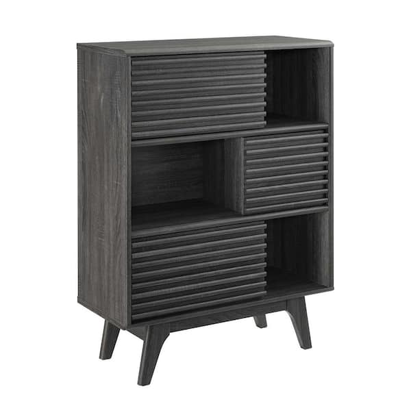 MODWAY Render Charcoal Three-Tier Display Storage Cabinet Stand
