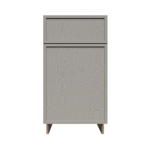 LIFEART CABINETRY Slim Shaker Assembled 18 in. W x 34.5 in. H x 24 in. D Trash Can Base Kitchen Cabinet in Gray
