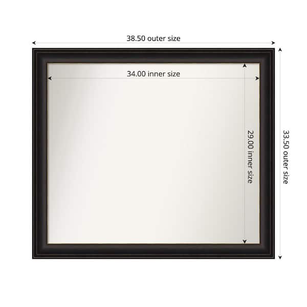 Amanti Art Trio Oil Rubbed Bronze 38.5 in. x 33.5 in. Custom Non-Beveled Recycled Polystyrene Framed Bathroom Vanity Wall Mirror