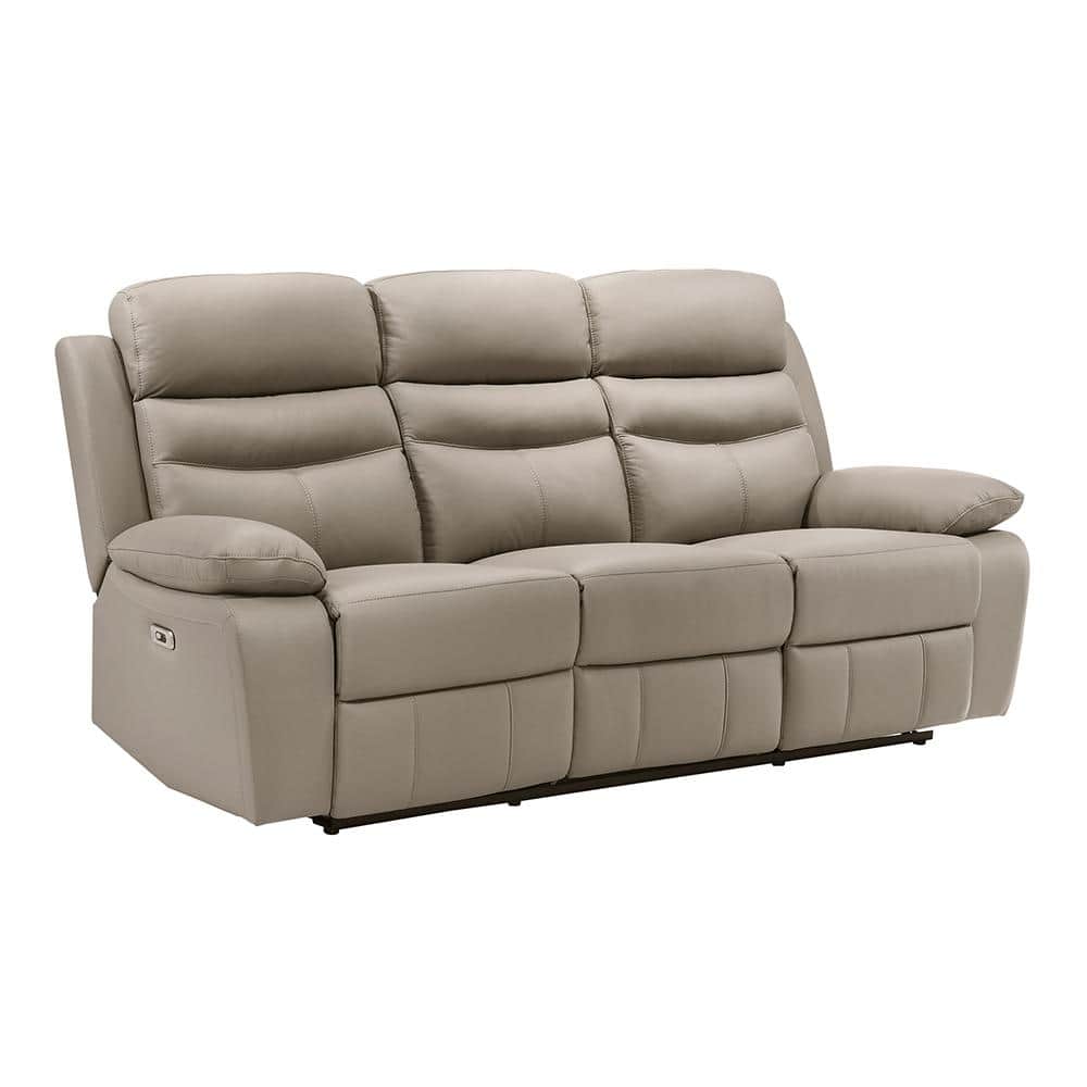 Edelia 86.5 in. W Pillow Top Arm Leather Rectangle Power Double Reclining S