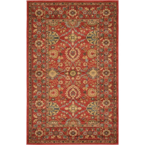 Unique Loom Edinburgh Monroe Red 3' 3 x 5' 3 Area Rug