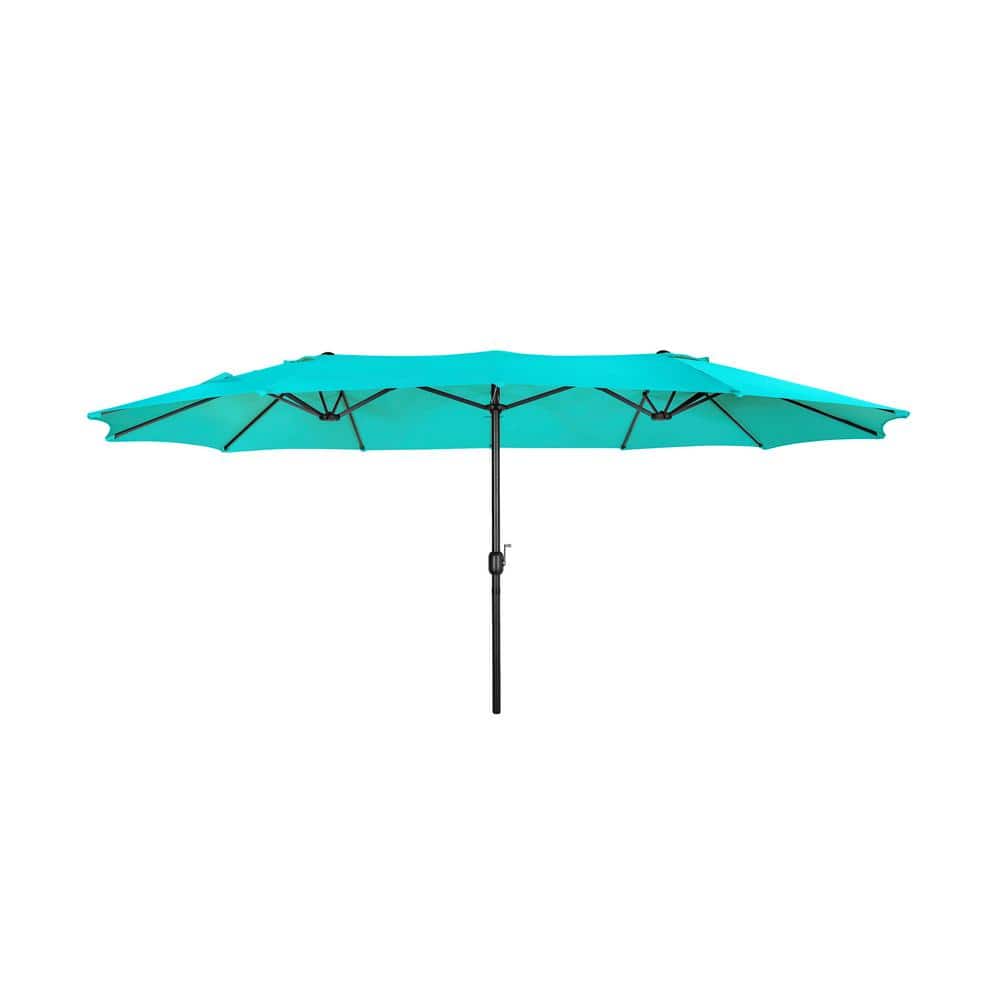 Bali Outdoor Double Sided 15 ft. x 9 ft. Rectangular Twin Market Patio Umbrella with Crank in Turquoise price history on PriceWatchPro