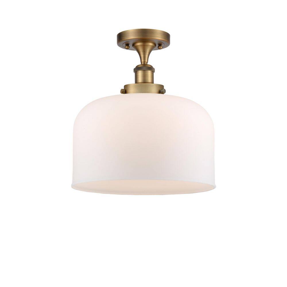 Bell 12 in. 1-Light Brushed Brass Industrial Semi-Flush Mount with Frosted Glass Shade price history on PriceWatchPro