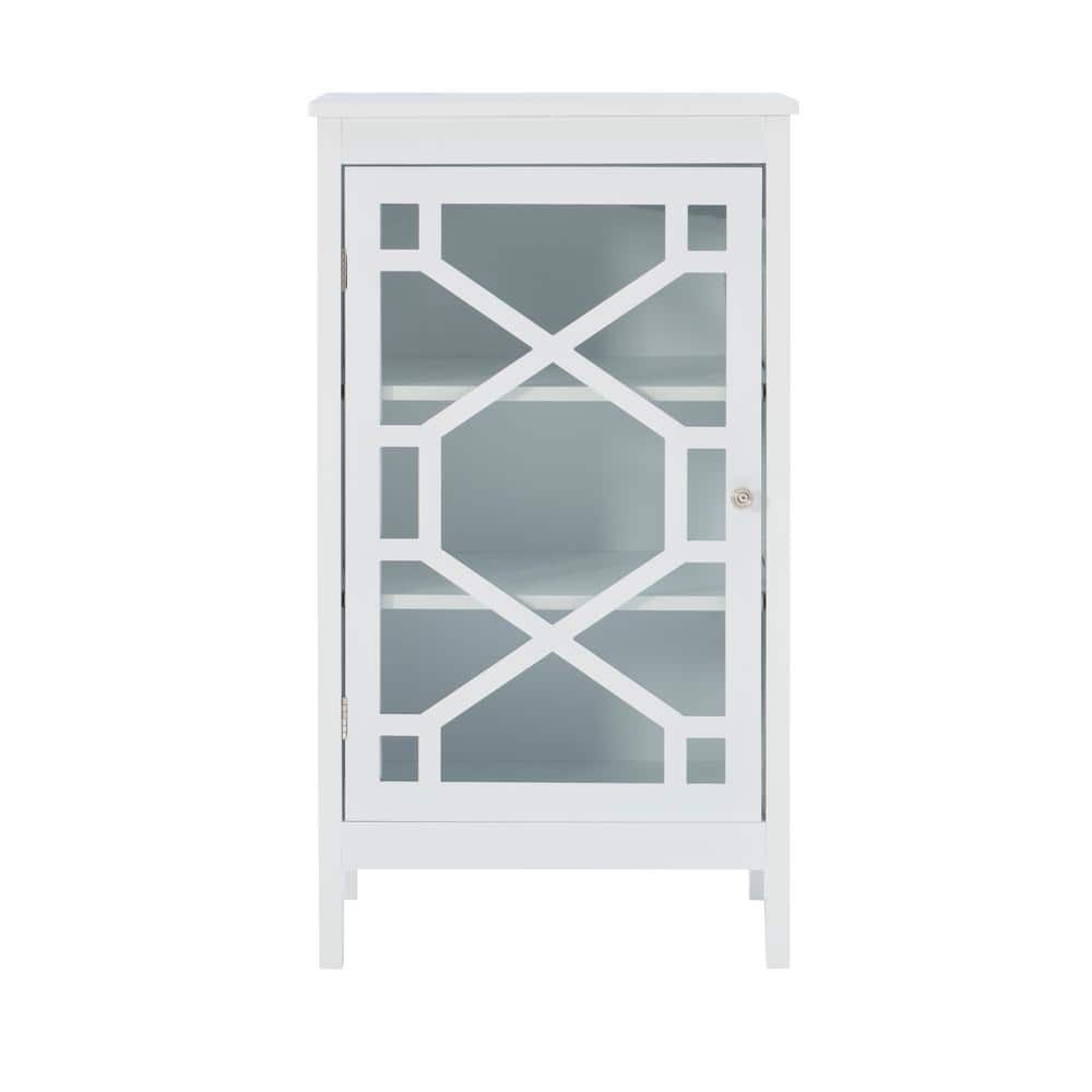 Maxwell 20.13 in. White Rectangle Wood Storage Accent Cabinet with Doors an