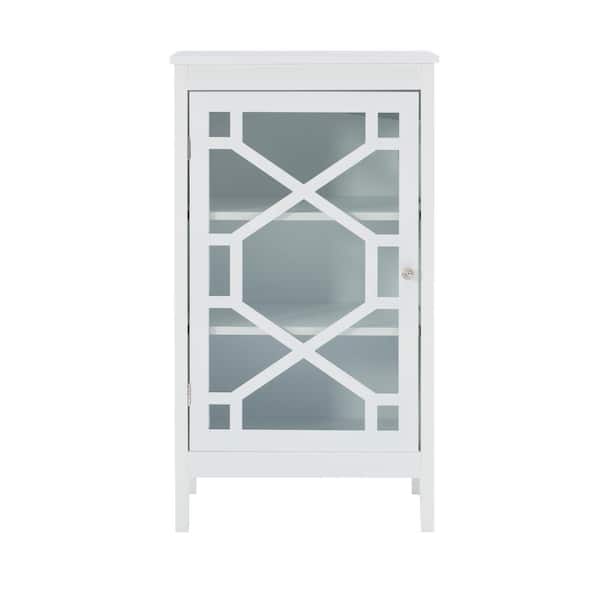 Linon Home Decor Maxwell 20.13 in. White Rectangle Wood Storage Accent Cabinet with Doors and Shelves