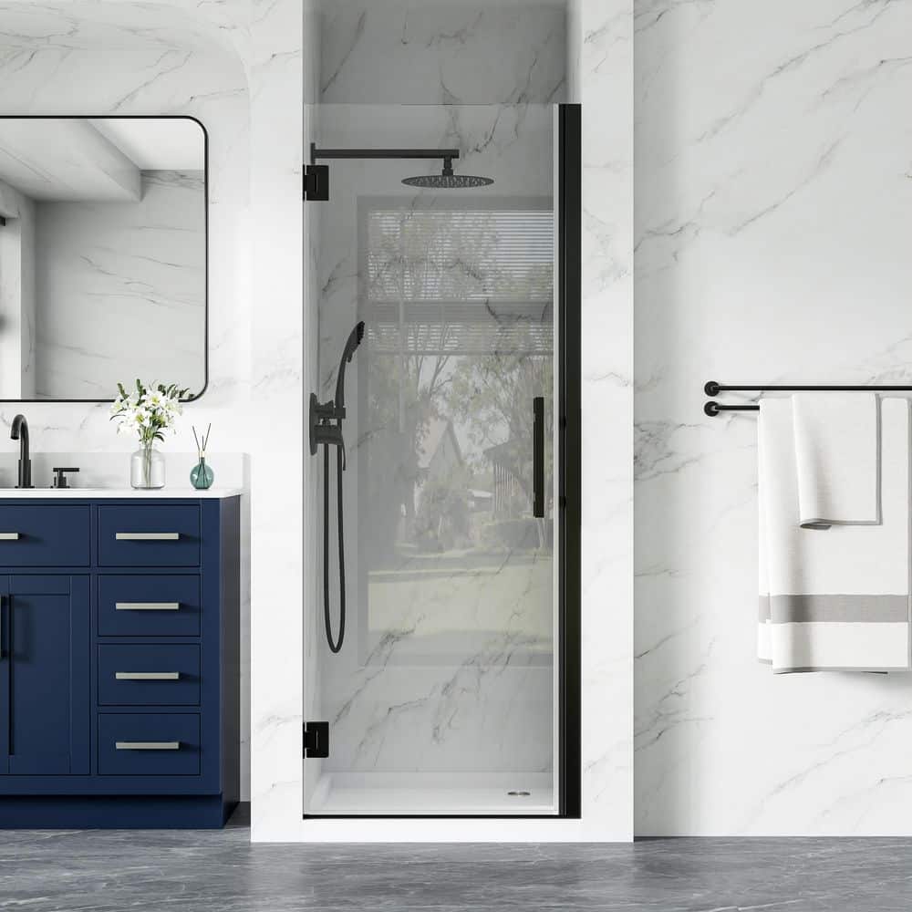 UF 28 in.-29 in. x 72 in. H Hinged Frameless Shower Door in Matte Black with Clear Glass price history on PriceWatchPro