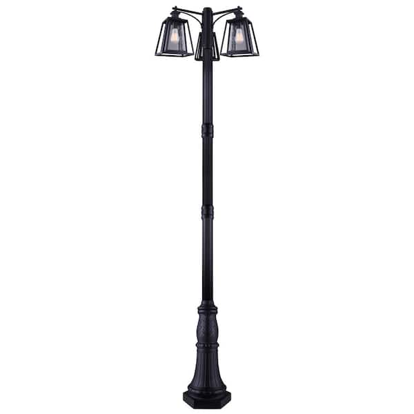 CANARM Grove 3-Light Matte Black Outdoor Post Lantern