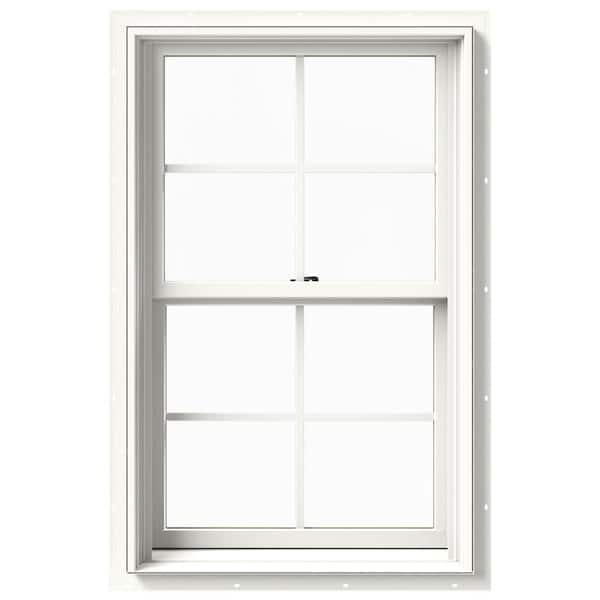 JELD-WEN 25.375 in. x 40 in. W-2500 Series White Painted Clad Wood Double Hung Window w/ Natural Interior and Screen