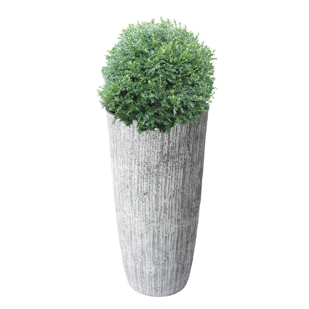 Tall White Bark Composite Planter with Drainage Holes