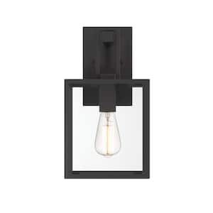 Preston 14.75 in. 1-Light Matte Black Modern Outdoor Hardwired Wall Lantern with No Bulbs Included