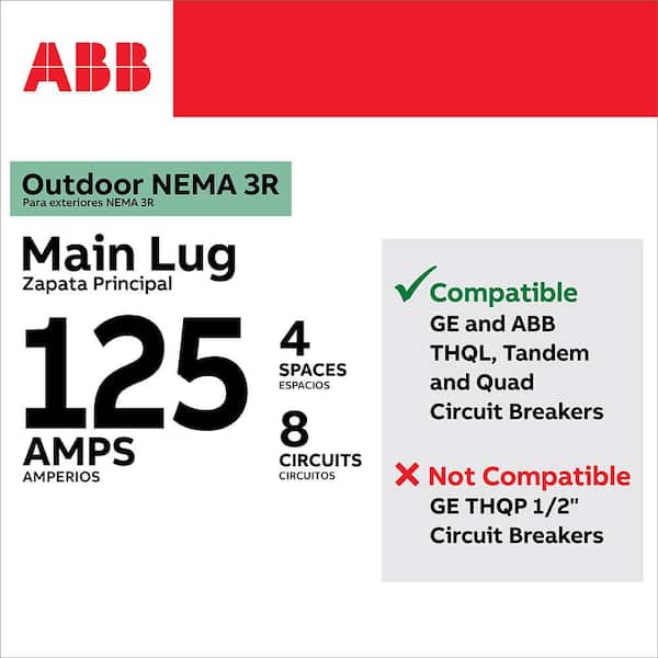 125 Amp 4-Space 8-Circuit Main Lug Outdoor Non-Metallic Load Center (TPLQ412R)