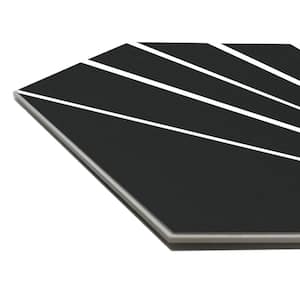 Art Deco Hexagon 6 in. x 7 in. Black Peel and Stick Backsplash Stone Composite Wall Tile (45-Tiles, 9.9 sq. ft.)