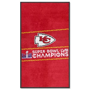 NFL-Kansas City Chiefs Super Bowl LVIII Red 3X5 High-Traffic Area Rug with Durable Rubber Backing- Portrait Orientation