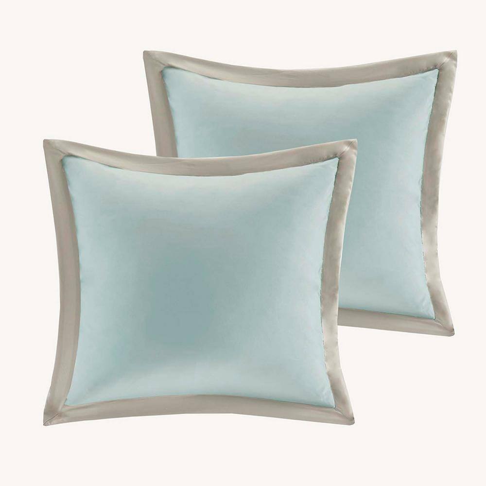 Seafoam and Beige Microfiber Queen 8-Piece Comforter Set