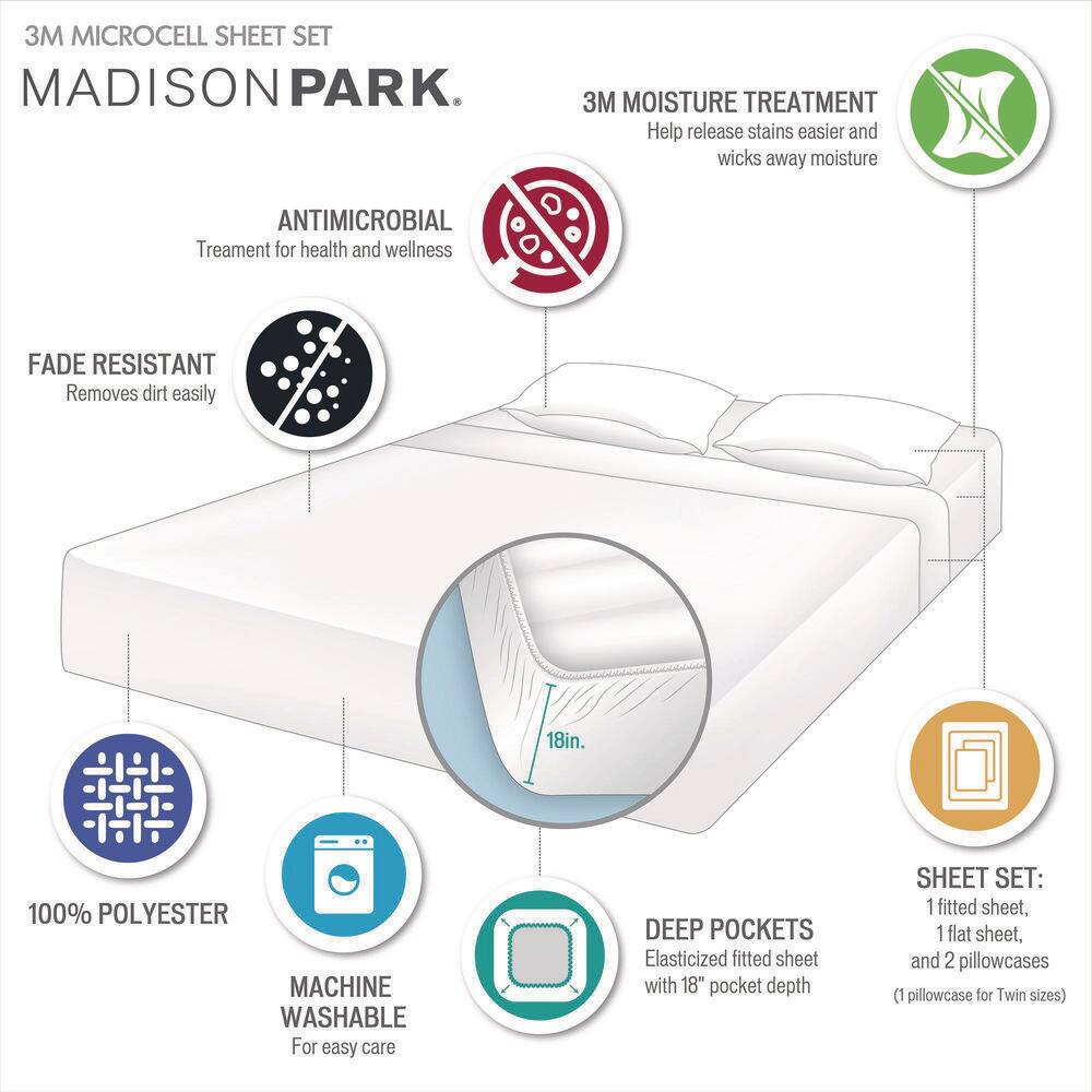 California King White Cotton Polyester Deep Pocket Sheet Set