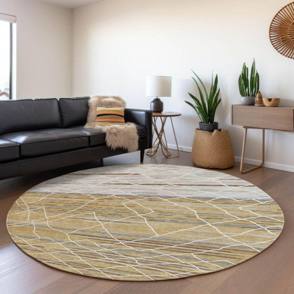 Home Rug Gold Addison Rugs Mayfield Premium Machine Washable Abstract AMF1025 Gold 8 ...